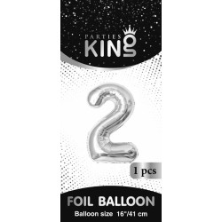 16 inch Number 2 - Silver Balloons