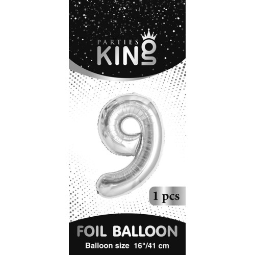 16 inch Number 9 - Silver Balloons