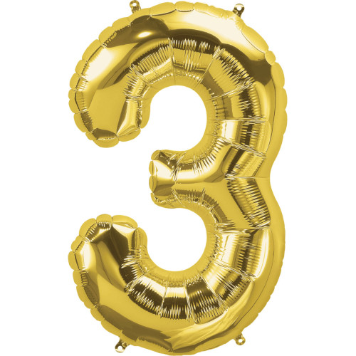 34 inch Gold Number "3" Foil Balloon 34 inch Gold Number "3" Foil Balloon