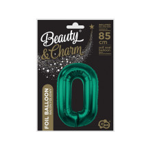  Foil Balloon, Number 0, Bottle Green, 85 cm