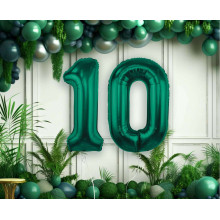  Foil Balloon, Number 0, Bottle Green, 85 cm