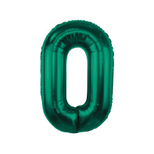  Foil Balloon, Number 0, Bottle Green, 85 cm