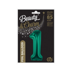  Foil Balloon, Number 1, Bottle Green, 85 cm