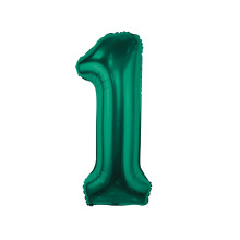  Foil Balloon, Number 1, Bottle Green, 85 cm