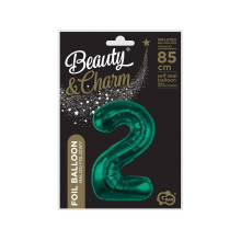  Foil Balloon, Number 2, Bottle Green, 85 cm