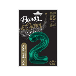  Foil Balloon, Number 2, Bottle Green, 85 cm