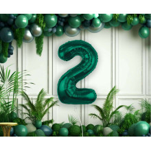  Foil Balloon, Number 2, Bottle Green, 85 cm