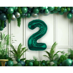  Foil Balloon, Number 2, Bottle Green, 85 cm