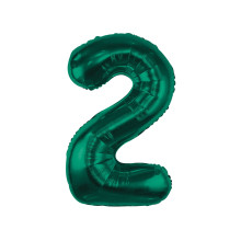  Foil Balloon, Number 2, Bottle Green, 85 cm