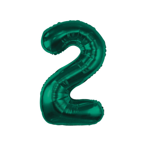 Foil Balloon, Number 2, Bottle Green, 85 cm Foil Balloon, Number 2, Bottle Green, 85 cm