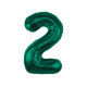 Foil Balloon, Number 2, Bottle Green, 85 cm Foil Balloon, Number 2, Bottle Green, 85 cm