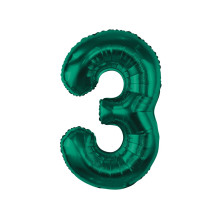  Foil Balloon, Number 3, Bottle Green, 85 cm