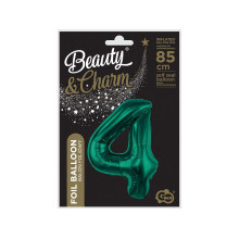  Foil Balloon, Number 4, Bottle Green, 85 cm