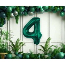  Foil Balloon, Number 4, Bottle Green, 85 cm