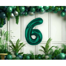  Foil Balloon, Number 6, Bottle Green, 85 cm