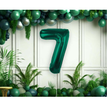  Foil Balloon, Number 7, Bottle Green, 85 cm