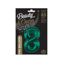  Foil Balloon, Number 8, Bottle Green, 85 cm