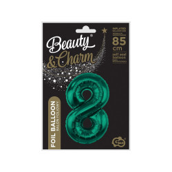  Foil Balloon, Number 8, Bottle Green, 85 cm
