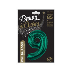 85 cm Numbers 9 Dark Green foil balloon