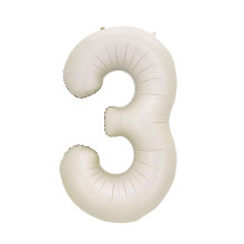 34 inch White Sand Big Number "3" Foil Balloon
