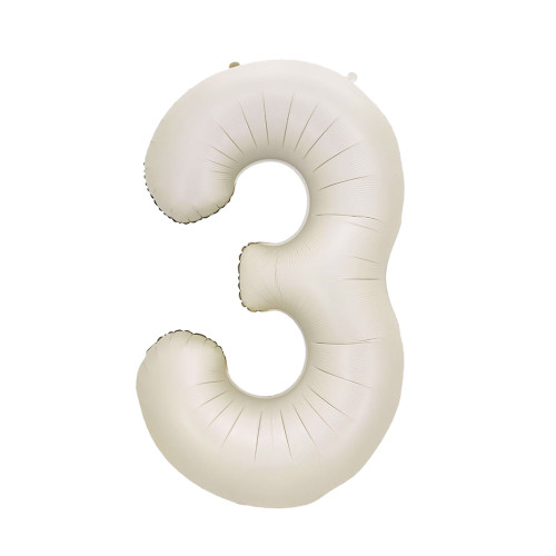 34 inch White Sand Big Number 3 Foil Balloon