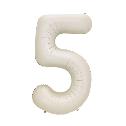 34 inch White Sand Big Number 5 Foil Balloon