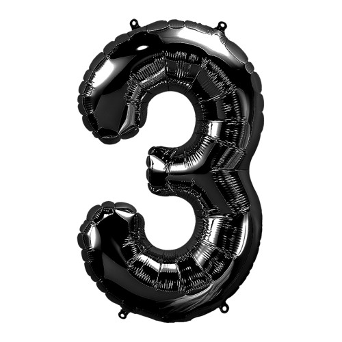 34 inch Number 3 - Black foil BALLOON 34 inch Number 3 - Black foil BALLOON