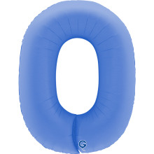 40 inch Number 0 Soft Matte Lotus Blue balloon