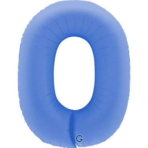 40 inch Number 0 Soft Matte Lotus Blue balloon