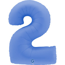 40 inch Number 2 Soft Matte Lotus Blue balloon