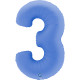 40 inch Number 3 Soft Matte Lotus Blue balloon