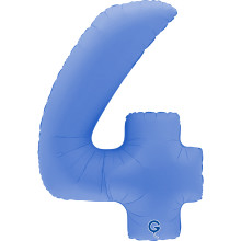 40 inch Number 4 Soft Matte Lotus Blue balloon