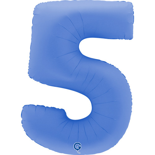 40 inch Number 5 Soft Matte Lotus Blue balloon