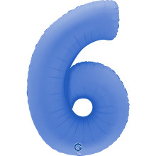 40 inch Number 6 Soft Matte Lotus Blue balloon
