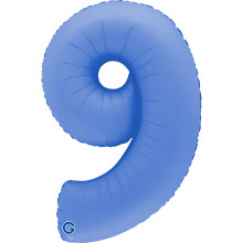 40 inch Number 9 Soft Matte Lotus Blue balloon