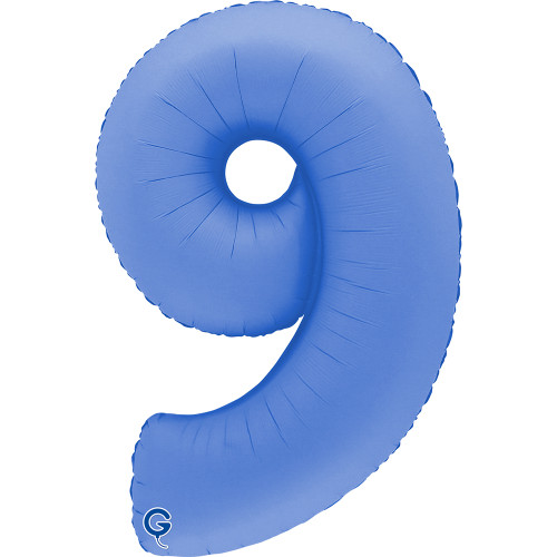 40 inch Number 9 Soft Matte Lotus Blue balloon