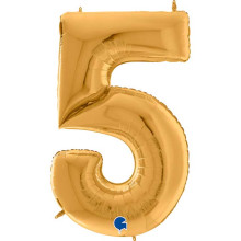 بالون رقم 5 ذهبي 64 إنش