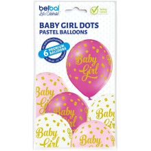 12 inch Baby Girl Dots balloon 6 pcs