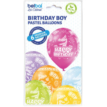 12 inch Birthday Boy balloon 6 pcs