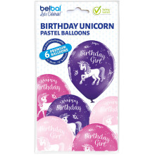 12 inch Birthday Unicorn balloon 6 pcs