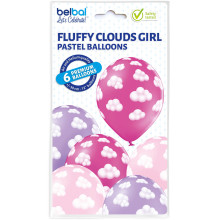 12 inch Fluffy Clouds Girl balloon 6 pcs