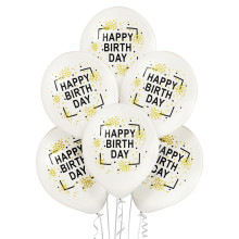 12 inch Happy Birthday with printed confetti balloon 6 pcs 12 inch Happy Birthday with printed confetti balloon 6 pcs