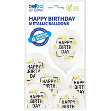 12 inch Happy Birthday with printed confetti balloon 6 pcs