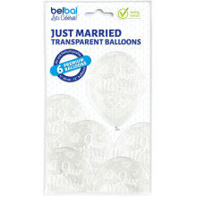 12 inch Just Married Transparent balloon 6 pcs