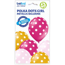 12 inch Polka Dots Girl balloon 6 pcs