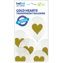 12 inch Gold Hearts balloon 6 pcs