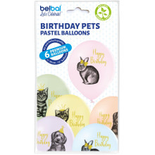12 inch Birthday Pets balloon 6 pcs