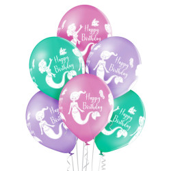 12 inch Birthday Mermaid balloon 6 pcs