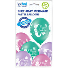 12 inch Birthday Mermaid balloon 6 pcs