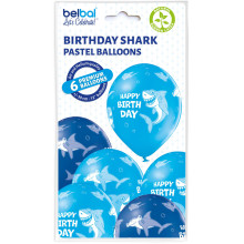 12 inch Birthday Shark balloon 6 pcs